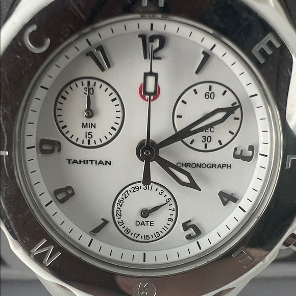 Michele Silver and White Chronograph Watch - Picture 4 of 7